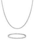 3mm white gold ice sparkler tennis chain necklace and bracelet set by Iceman Society
