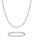 4mm white gold ice sparkler tennis chain necklace and bracelet set by Iceman Society