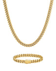 8mm 18K gold plain cuban chain necklace and bracelet set by Iceman Society