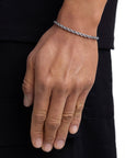 Model wearing 4mm white gold rope bracelet by Iceman Society