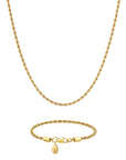 3mm 18k gold rope chain necklace and bracelet set by Iceman Society