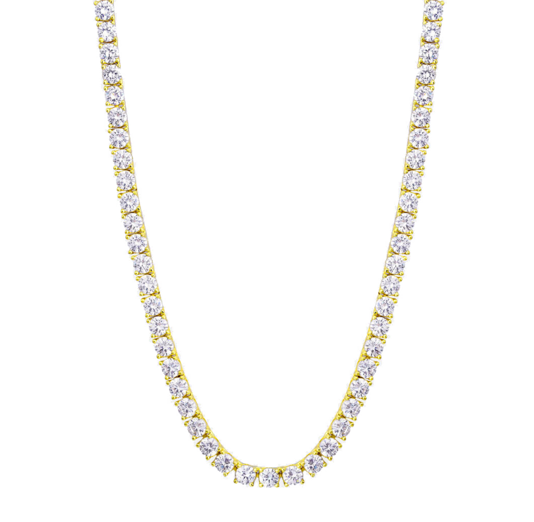 ICE SPARKLER - 3mm tennis項鍊 (Yellow Gold)