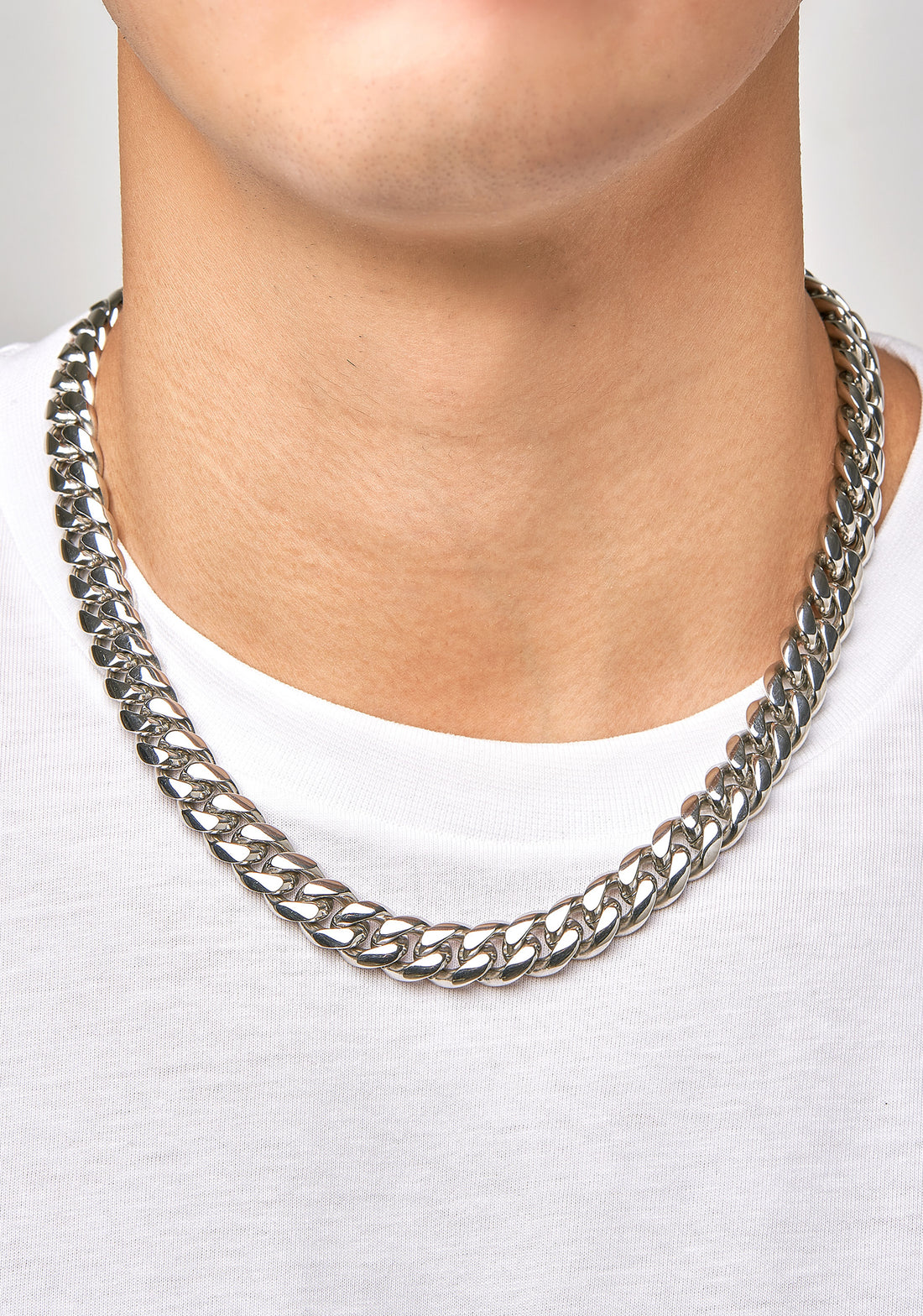 PLAIN SET - 12mm 古巴組合 (White Gold)