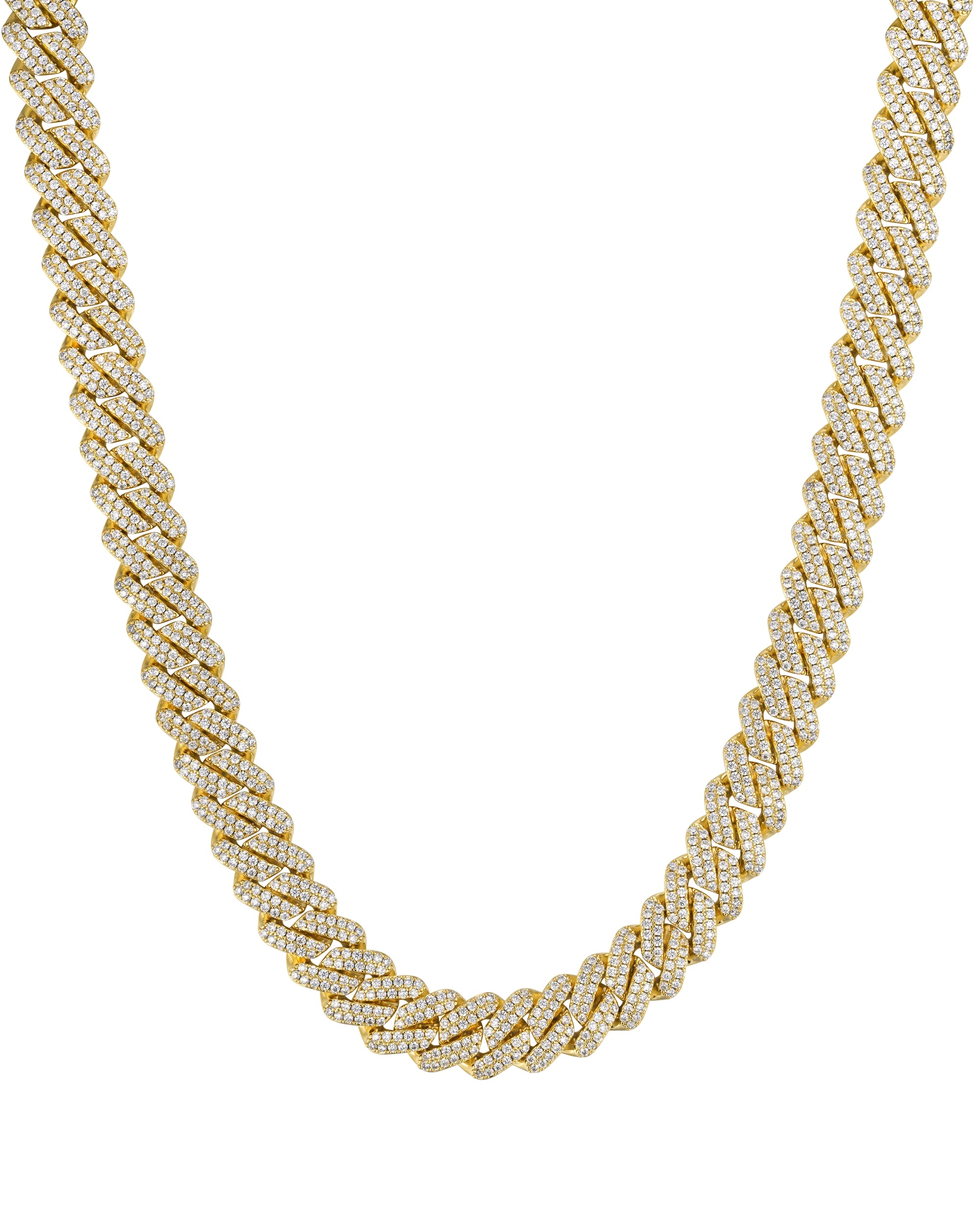 13mm 18K gold ice prong cuban necklace by Iceman Society