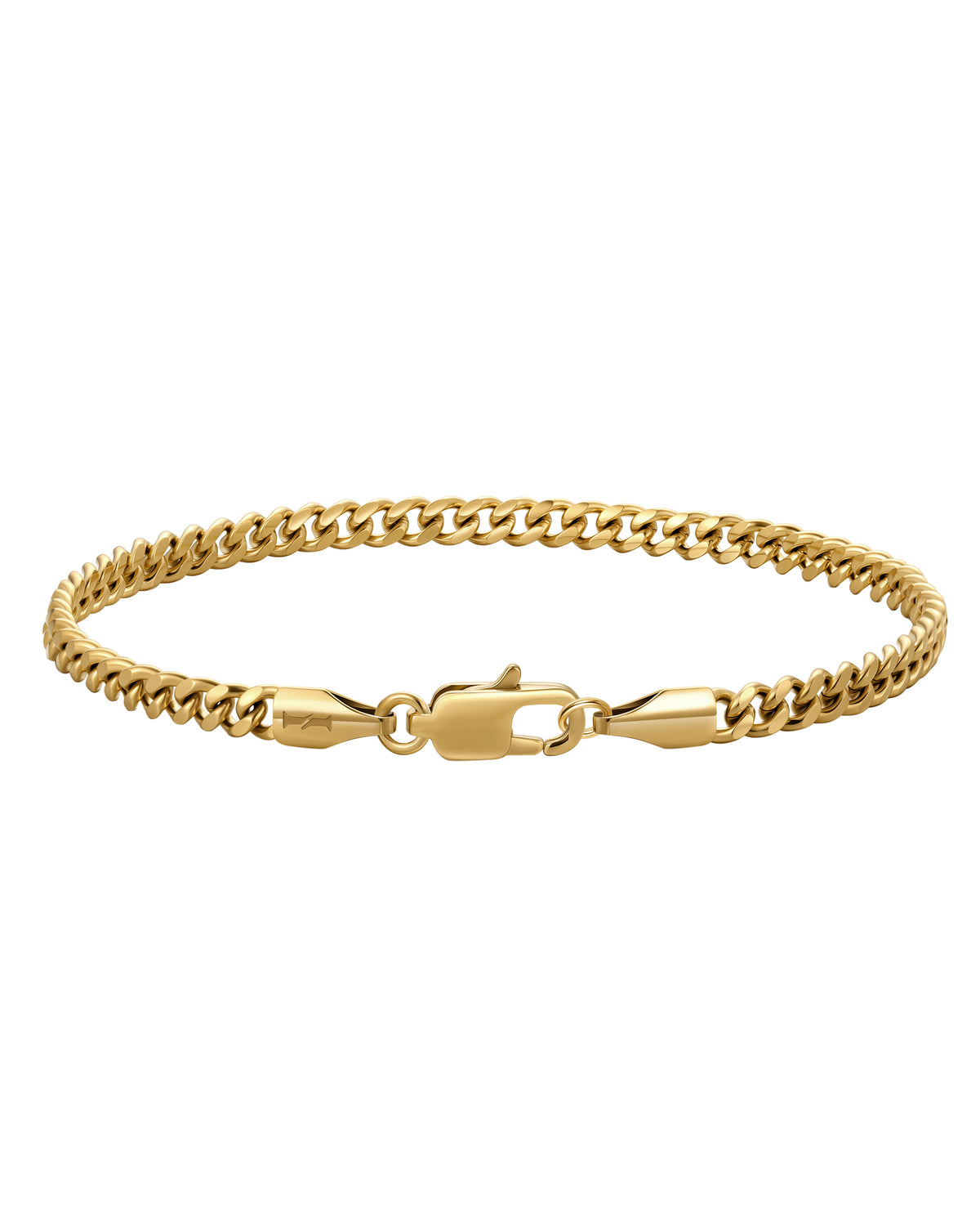 3mm 18k gold plain cuban bracelet by Iceman Society