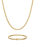 3mm 18K gold plain cuban chain necklace and bracelet set by Iceman Society