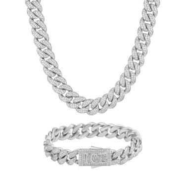 ICE CUBAN SET - 12mm 組合 (White Gold)