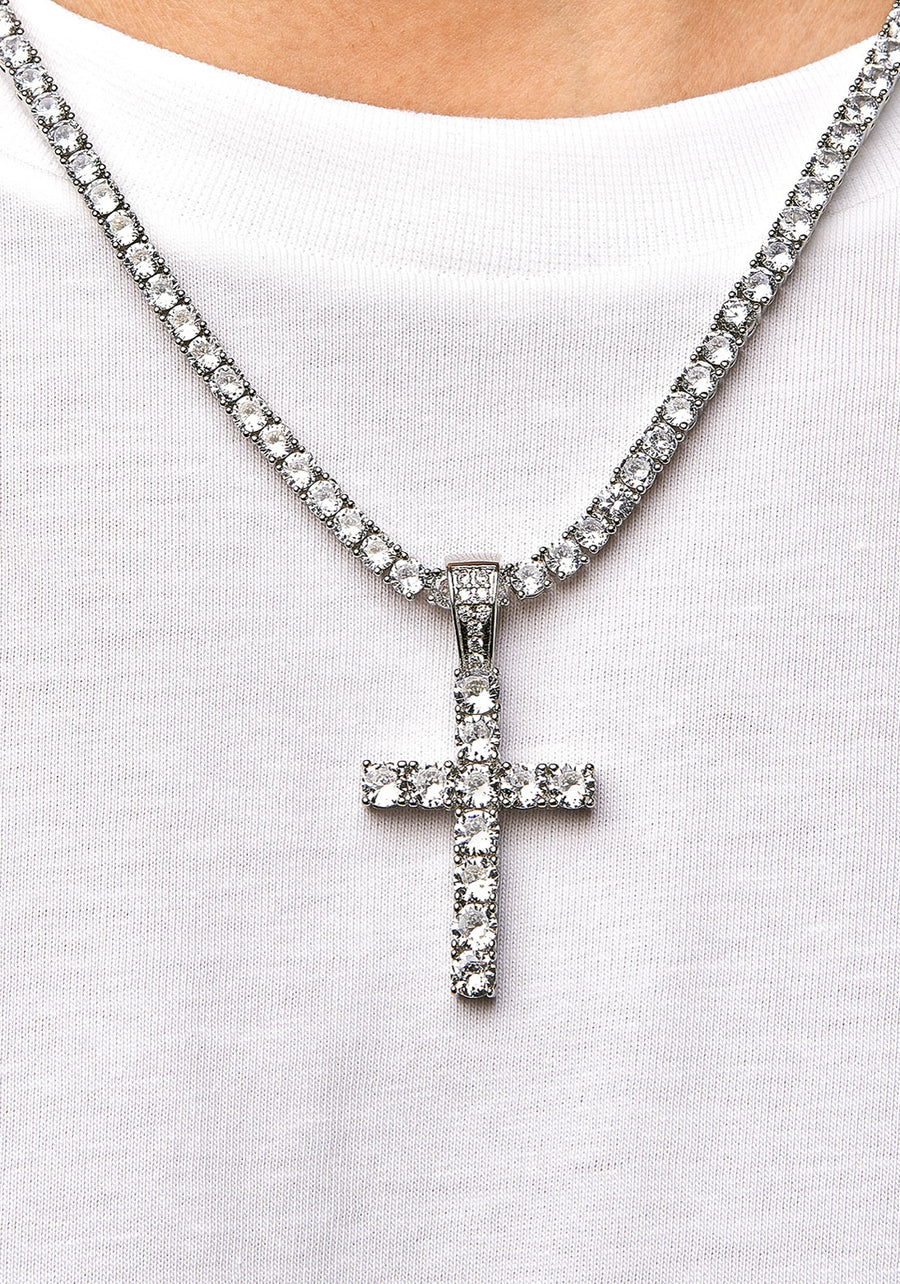 ICE SPARKLER + CROSS 組合 (White Gold)